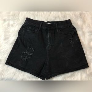 Denim washed denim black shorts